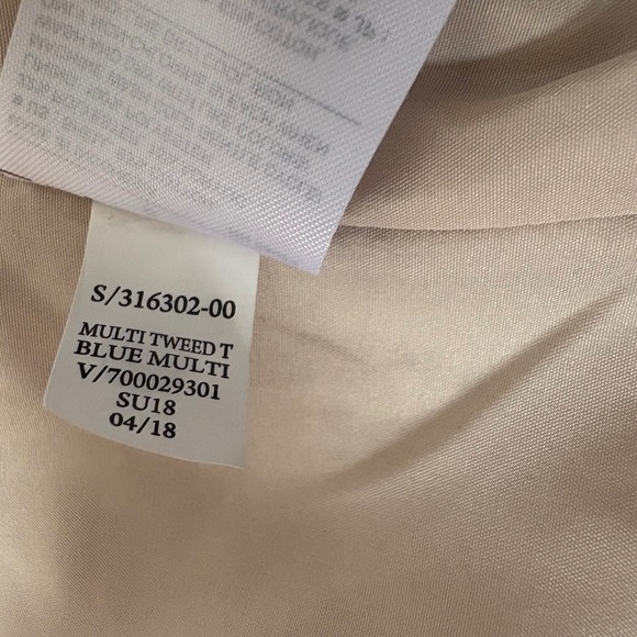 Banana Republic Tweed Blazer Jacket Blue‎ Multi Fringe Trim Open Front Career - Picture 8 of 8